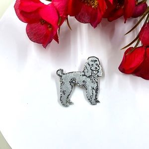 Etched Poodle Metal Cut Out Vintage Brooch